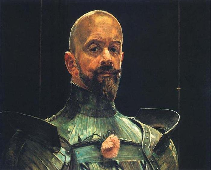 Jacek Malczewski Self-portrait in an armour. Norge oil painting art